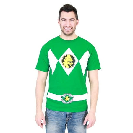 Power Rangers Green Ranger Flip Adult Green T-Shirt