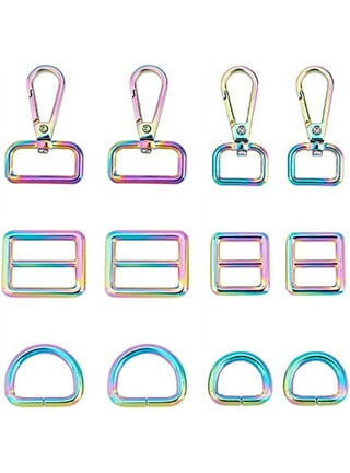 PECMER Rainbow Purse Hardware for Bag Making-1 Inch Swivel Hooks Buckles  for Purses D Rings for Purse-15PCS Purse Strap Bag Hardware 5 Set  Colorful(15