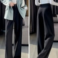 thumbnail image 4 of Pantalones casuales de pierna ancha, cintura alta, abotonados y rectos para mujer, 4 of 7