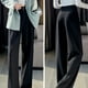 thumbnail image 4 of Pantalones casuales de pierna ancha, cintura alta, abotonados y rectos para mujer, 4 of 7