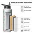 thumbnail image 2 of Fitness Enthusiast 40oz Insulated Stainless Steel Flamingo Themed Water Jug Wide Mouth Handle Lid Leak Proof, 2 of 6