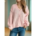 thumbnail image 6 of Women'S Winter Button Down Cardigan Sweaters Casual Coats Oversized Chunky Cable Knit Long Sleeve Outwear Pink S, 6 of 8