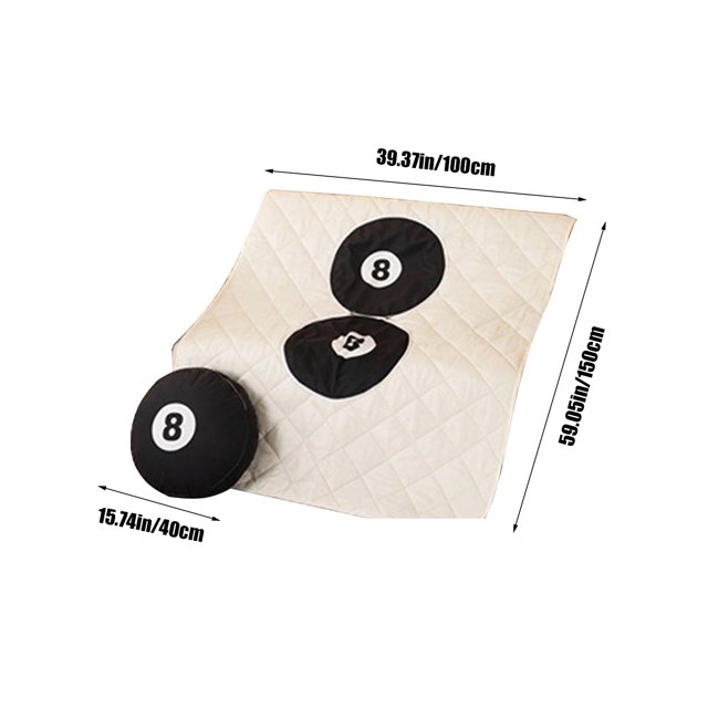 Housse de Coussin Compact Motif Billard Couverture Double Usage Thème Sportif Châle Convertible 39x59 Pouces Blanc