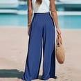 thumbnail image 5 of Palazzo Pants for Women Smocked Waist Boho Western Flowy Wide Leg Pant Dark Blue XL, 5 of 5
