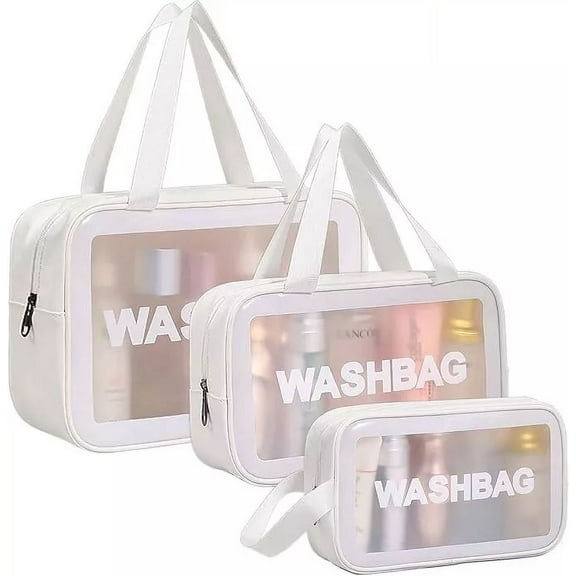 Bag Cosmetic Makeup Pouch Travel Toiletry Organizer in 3 Size White Color Gift