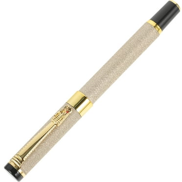 Frosted Iron Fountain Pen for Writing Use Beige Color Smooth Writing Portable and 0 7mm