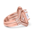 thumbnail image 2 of Rose Tone, Simulated Cubic Zirconia Size-9 Princess Cut Vintage Art Deco Three Piece Bridal Set Wedding Engagement Ring Band 925 Sterling Silver, 2 of 7