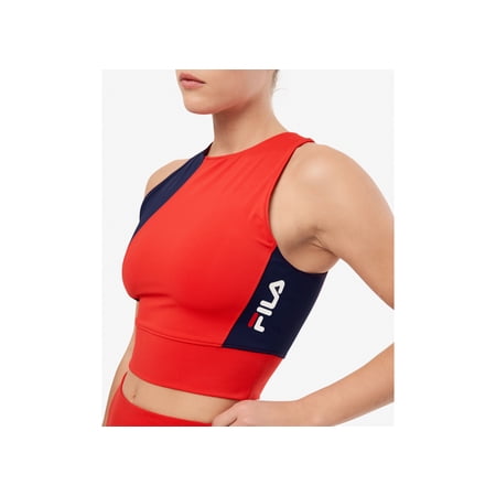 Fila Womens Millie Colorblocked Racerback Cropped Tank Top Redfila Navy XS