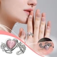 thumbnail image 2 of Dsscvnef Thorn Heart Ring Opal Peach Jewelry High End Adjustable Open Heart Design Female Statement, 2 of 8