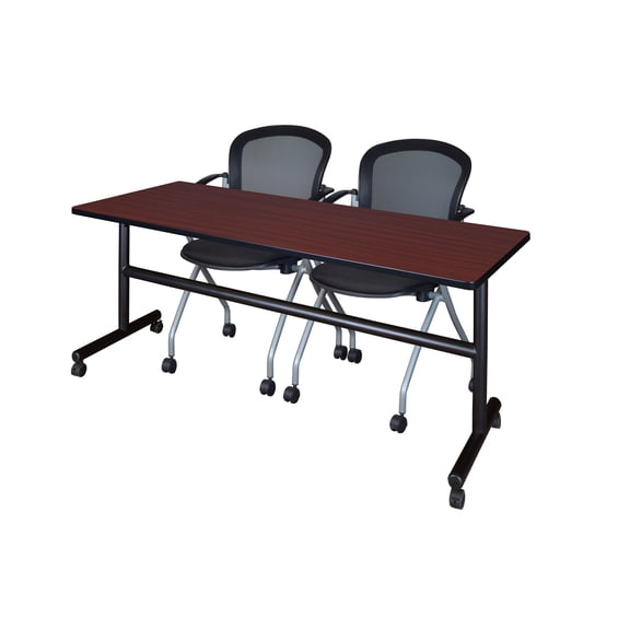 Regency Kobe 72 x 30 in. Flip-Top Training Nesting Table- Mahogany, 2 Cadence Nesting Chairs