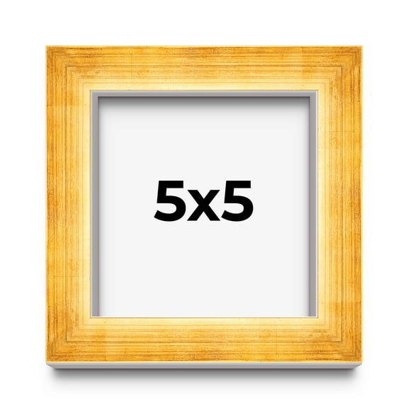 5x5 IN Shadow Box Frame Gold | 1.625 Inches Deep Real Wood Traditional Shadowbox Display Frame | UV