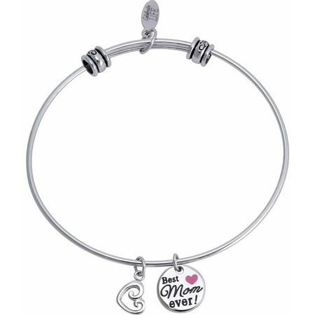 Connections from Hallmark Stainless Steel "Best Mom ever!" and Heart Multi-Charm Bangle
