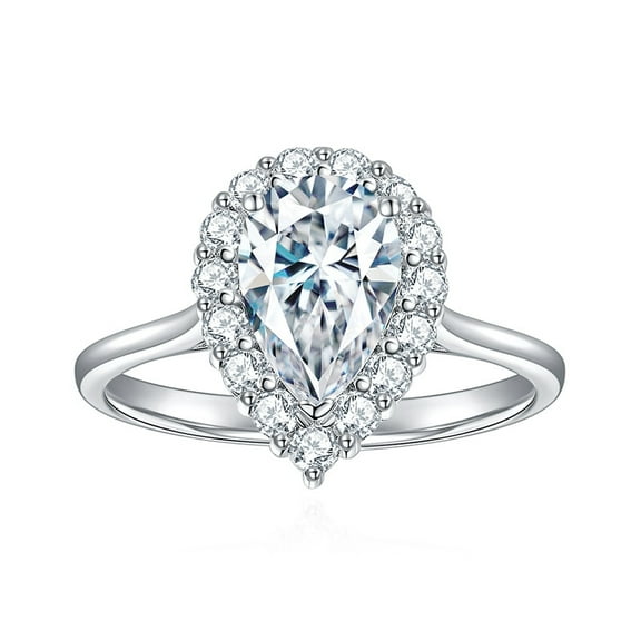Full Moissanite Wedding Ring for Women 1.5 Carat Diamond Engagement Rings 18K White Gold Plated 925 Sterling Silver Moissanite Ring Lab Diamond Rings Womens Diamond Rings