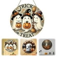 thumbnail image 2 of BNNG Halloween Decorations Halloween Round Wreath Cute Ghost Front Door Decorations Hanging Sign Welcome Sign Wooden Front Door Hanger for Wall Indoor Home Decor, 20cm, 2 of 9