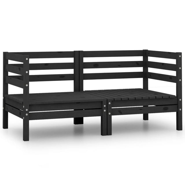vidaXL Canapés d'Angle de Jardin 2 Pcs Noir Pin Massif