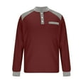 thumbnail image 3 of Trendy Sweaters Long Sleeve Waffle Shirts for Men Quarter Button V Neck Sweatshirt Velvet Patchwork Lightweight Golf Pullover Sweater Blouse Wine M, 3 of 7
