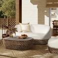 thumbnail image 3 of Jennifer Taylor Home Willow 4pc Upholstered Woven Patio Deep Seating Conversation Set, Golden Brown Wicker, Wheat Beige Axroma Olefin, 3 of 8
