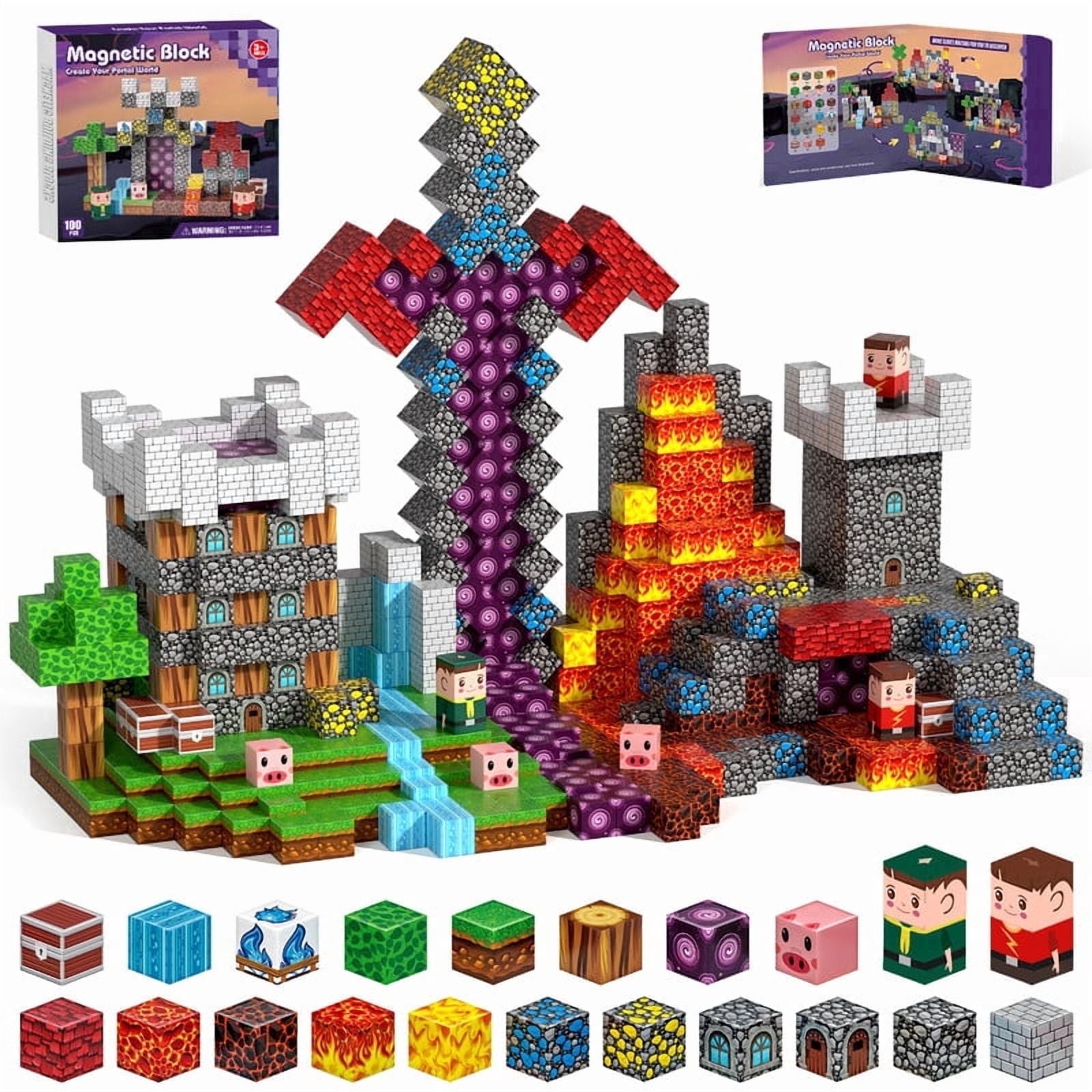 Annexfun 200Pcs Magnetic Building Blocks with Bases for Kids Ages