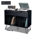 thumbnail image 7 of TC-HOMENY Vinyl Record Player Stand, Entertainment Center with Album Storage, Turntable Cabinet w/Charging Power Port, Black, 7 of 7
