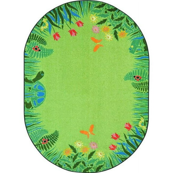 Merry Meadows Rug in Green - Oval  7.8 in. x 10.9 in.