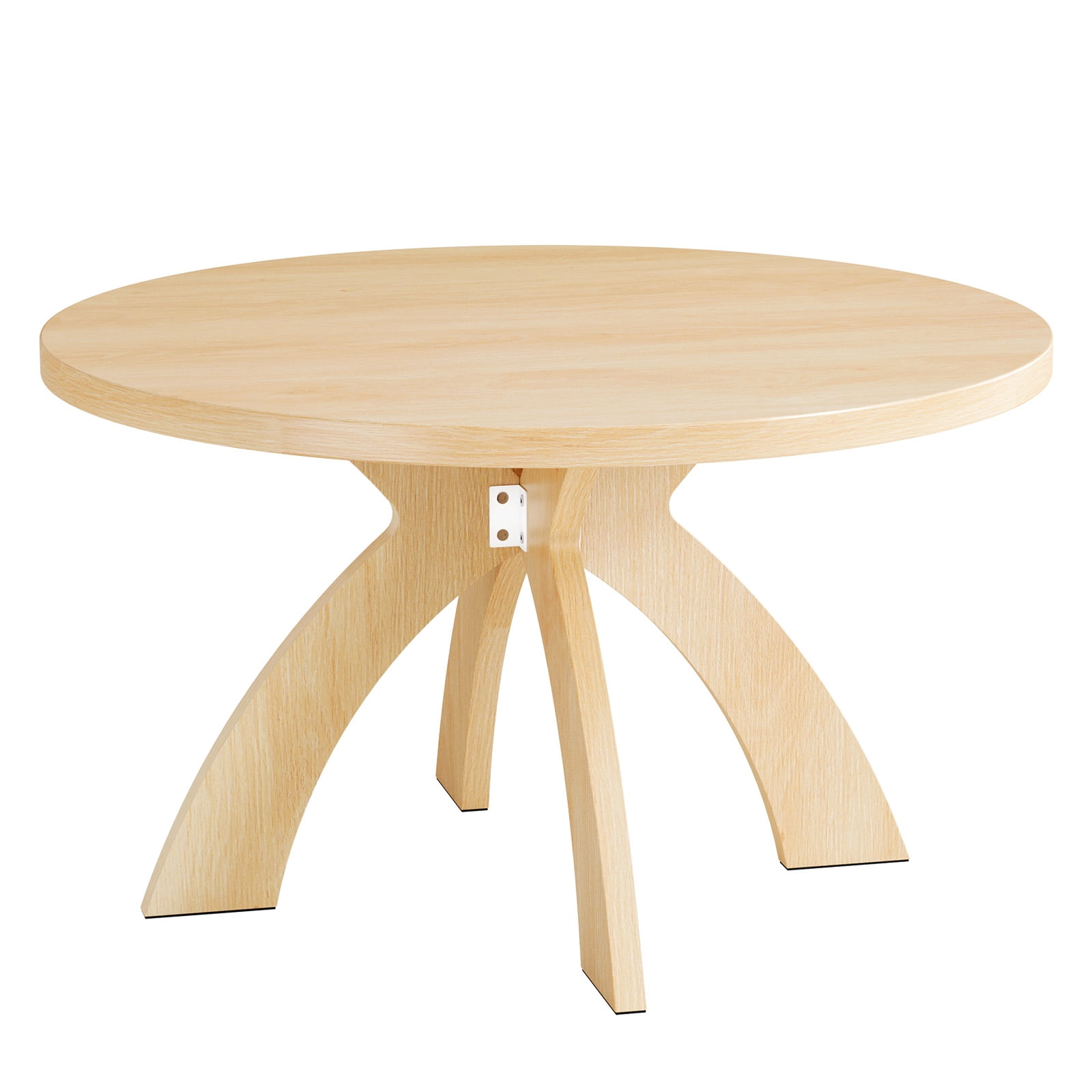 Astoutdoor Round Coffee Table, 31.5 in Circular Center Table with Curved Cross Legs, Melamine Laminated MDF Minimalist Low Accent Table for Living Room, Apartment, Natural Wood Tone