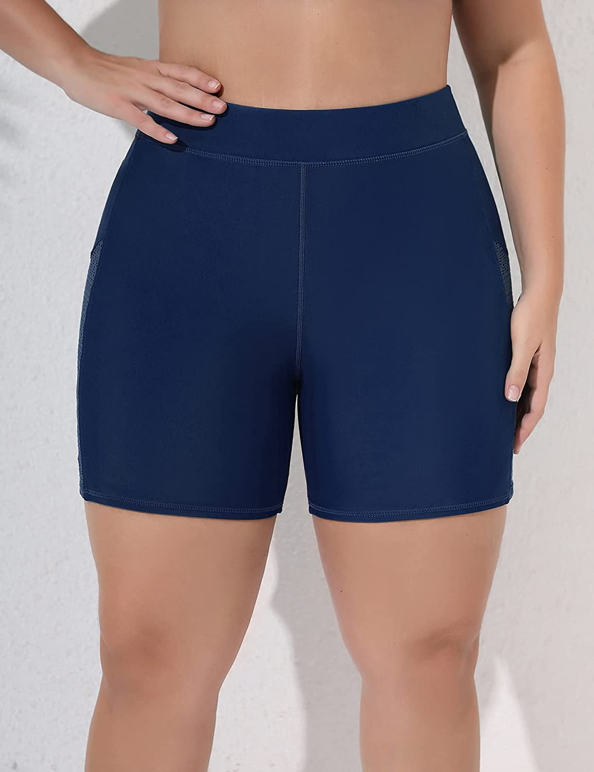 ALove Women's Plus Side High Rised Swim Shorts Tummy Control Hollow Out Swim Bottoms