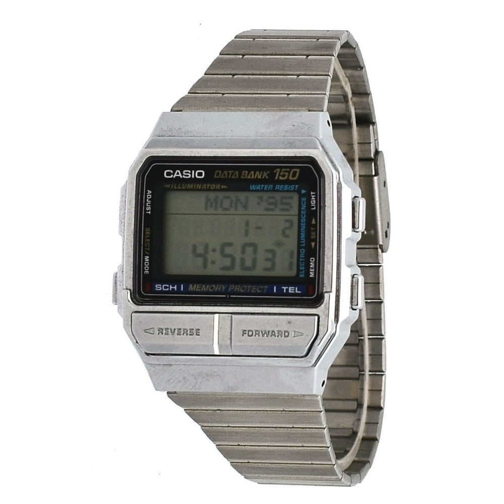 Casio - Casio DB1500 Men's Vintage Metal Band 150 Memory Data Bank Illuminator Watch - Walmart