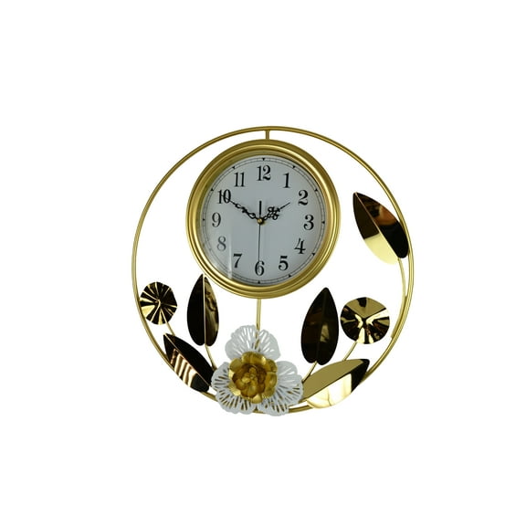 20" Round Gold and White Floral Wall clock