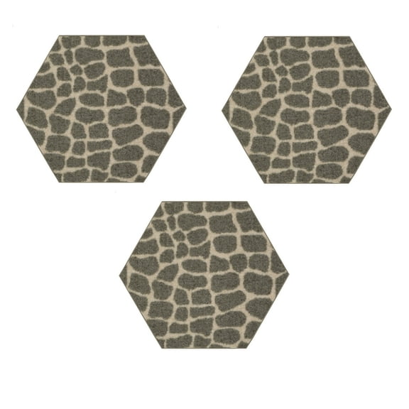 Furnish My Place Crocodile Lounge Around Area Rug, Animal Print Area Rug, Pet-Friendly Rug, Baby Nursery Mat, Indoor Rug, Perfect for Living Room, Playroom, 2' Hexagon - Set of 3