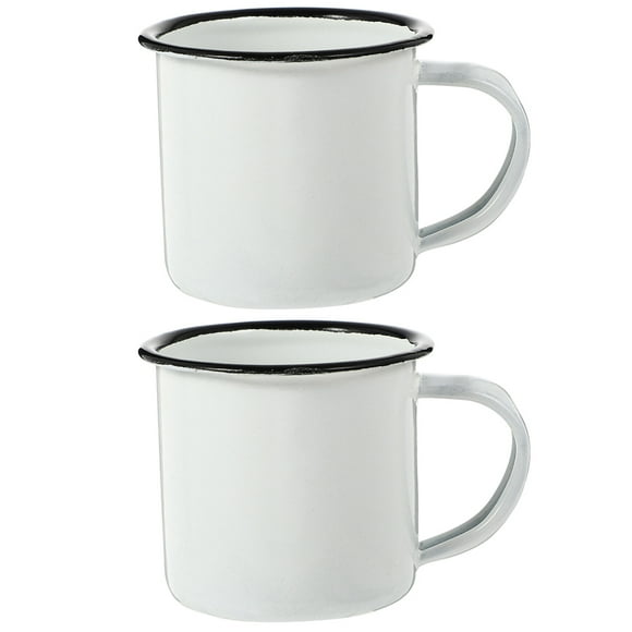 2 Tazas Esmaltadas para Camping, Café o Té, Ideales para la Oficina y Viajes