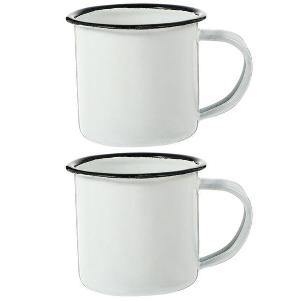 2 Tazas Esmaltadas para Camping, Café o Té, Ideales para la Oficina y Viajes