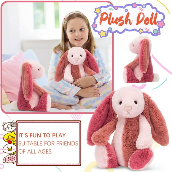 JEy-cat Bashful Patchwork Coralia Bunny Peluches Jouet Animal en Peluche Doux Câlin Bashful Patchwork Coralia Bunny Peluches Jouets en Peluche Doux Cadeau Idéal pour Pâques