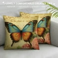 thumbnail image 3 of COMIO  Butterfly Pattern Throw Pillow Covers Vintage Style Home Decorative Cushion Cover Yellow&amp;Pink Flowers Pillowcase, 3 of 5