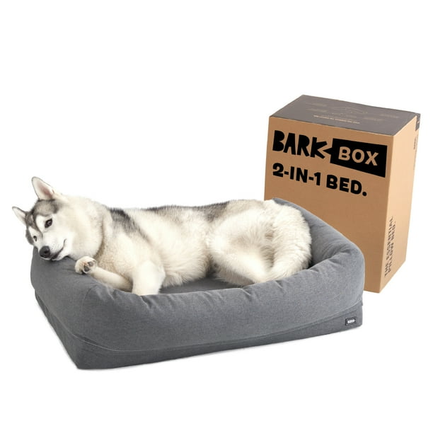 Barkbox 2 In 1 Memory Foam Cuddler Dog Bed Plush Orthopedic Joint Relief Crate Lounger Or Donut Pillow Bed Machine Washable Removable Cover Waterproof Lining Includes Toy Walmart Com Walmart Com
