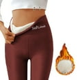 thumbnail image 2 of 2025 Fleece Leggings for Women Tummy Control High Waisted Thermal Tights Warm Winter Pants Stretchy Workout Leggings Wine L, 2 of 6