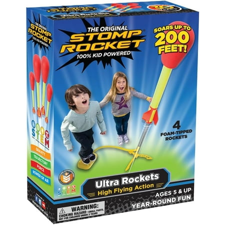 Stomp Rocket® Original Ultra Rocket Launcher for Kids, Soars 200 Ft, 4 Foam Rockets and Adjustable Launcher, Gift for Boys and Girls Ages 5 and up
