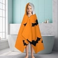 thumbnail image 6 of Orange Halloween Bats Hooded Bath Towel，60"x35" for Ages 3 To 12 Kids, Quick Dry Lightweight Soft Microfiber Hood Beach Towel Cover Up for Kids, 6 of 7