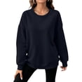 thumbnail image 2 of Dwellite Sweatshirt for Women Long Sleeve Crewneck Fall Top with Pocket Cute Winter Loose Fit Shirt Black XL, 2 of 5