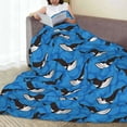 thumbnail image 6 of Bingfone Whale And Sea Print Flannel Fleece Blanket Throw Blanket for Bed,Sofa,Couch,Travel,Camping(40"x30" ), 6 of 8