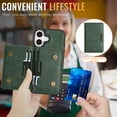 thumbnail image 4 of ELEHOLD Wallet Case for iPhone 16 Plus, Shockproof Magnetic Leather Case with Card Holders & Stand,Green, 4 of 10