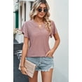 thumbnail image 2 of Womens Summer Blouses Ruffle Short Sleeve V Neck Shirts Casual Crochet Eyelet Tops, 2 of 6