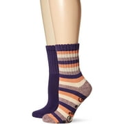 Dr. Scholl's Women's 2 Pack Weekend Lounge Short Crew Socks, Purple/Coral/Pink, Shoe: 4-10