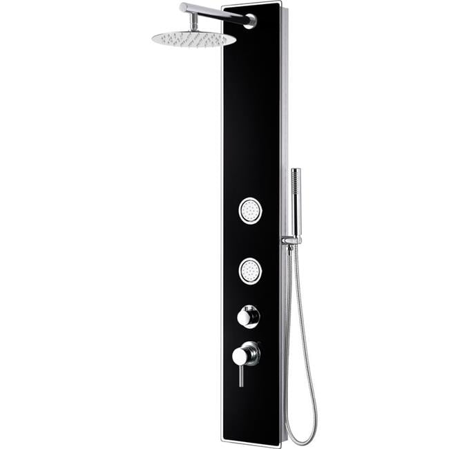 Black Glass Shower Panel with 2 Body Sprays & Rain Shower Head