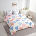 thumbnail image 3 of Homewish Cute Heart Loves 7-Piece Twin Bedding Sets,Kawaii Cartoon Pattern Bedding Comforter Set,Pink White Blue Sheet Sets For Girls Teens,Ultra Soft Home Decor Reversible, 3 of 8
