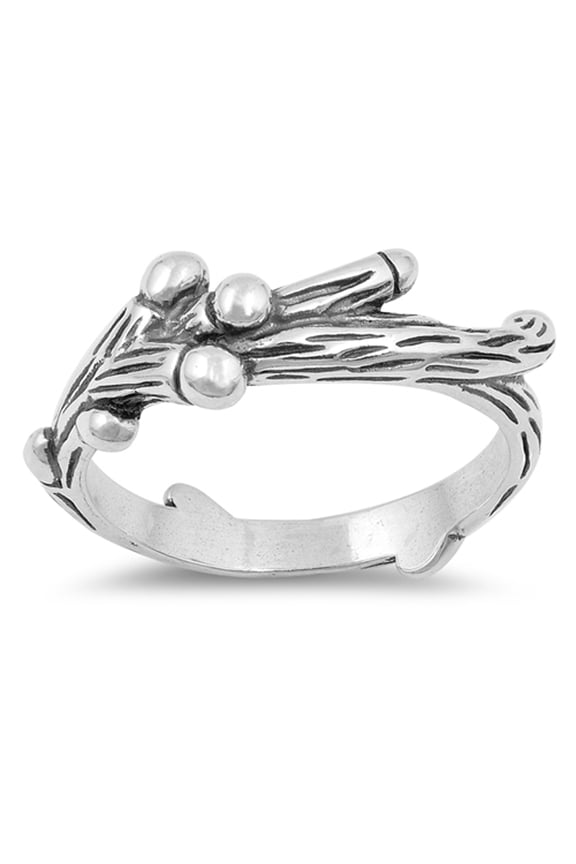 Oxidized Tree Branch Ball Bud Ring .925 Sterling Silver Band Jewelry Female Male Unisex Size 6