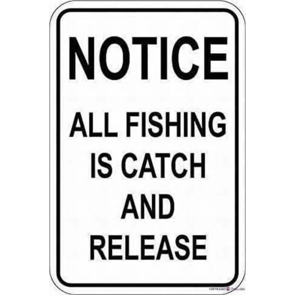 Warning Plaque Wall Decor Notice All Fishing is Catch and Release Sign Decoration Sign Metal Tin Signs 8 X 12 Inch