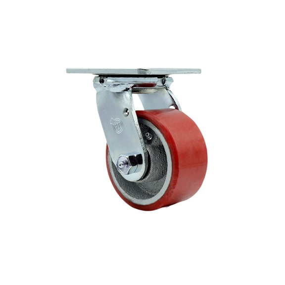4 Inch Red Poly on Cast Iron Wheel Swivel Caster with Ball Bearing SCC