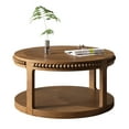 thumbnail image 2 of Noble House Solid Wood Round Coffee Table for Living Room,2-Tier Rustic Wood Desktop with Storage Shelf Modern Design Home Furniture, Walnut Brown, 2 of 8