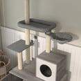 thumbnail image 3 of E-Western Multi-Functional Cat Tree with Litter Box Enclosure and Platforms Gray, Floor to Ceiling Design, Includes Condo, Hammock, Bed, Scratching Posts, Elevated sturdi, 3 of 8