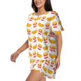 thumbnail image 2 of Kdxio Hot Dog Print Pajamas Sets for Women Short-Sleeved Pjs with Lounge Shorts Two Piece Sleepwear S-4XL, 2 of 5